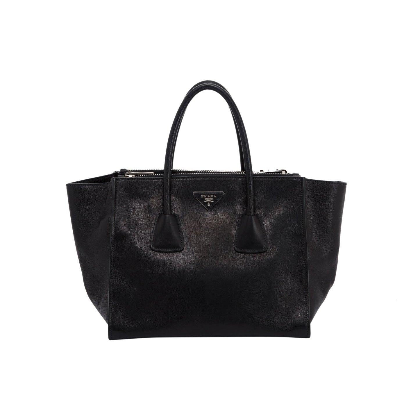 Prada Black Glace Calf Twin Pocket Tote