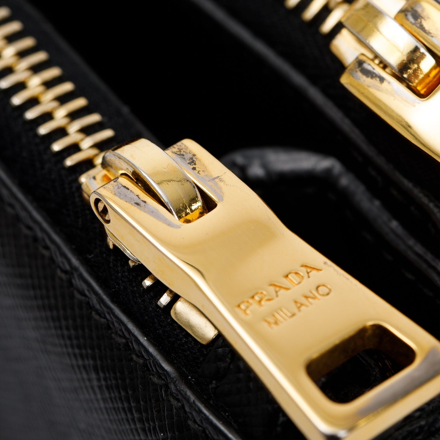 Prada Black Large Saffiano Lux Double Zip Galleria Tote