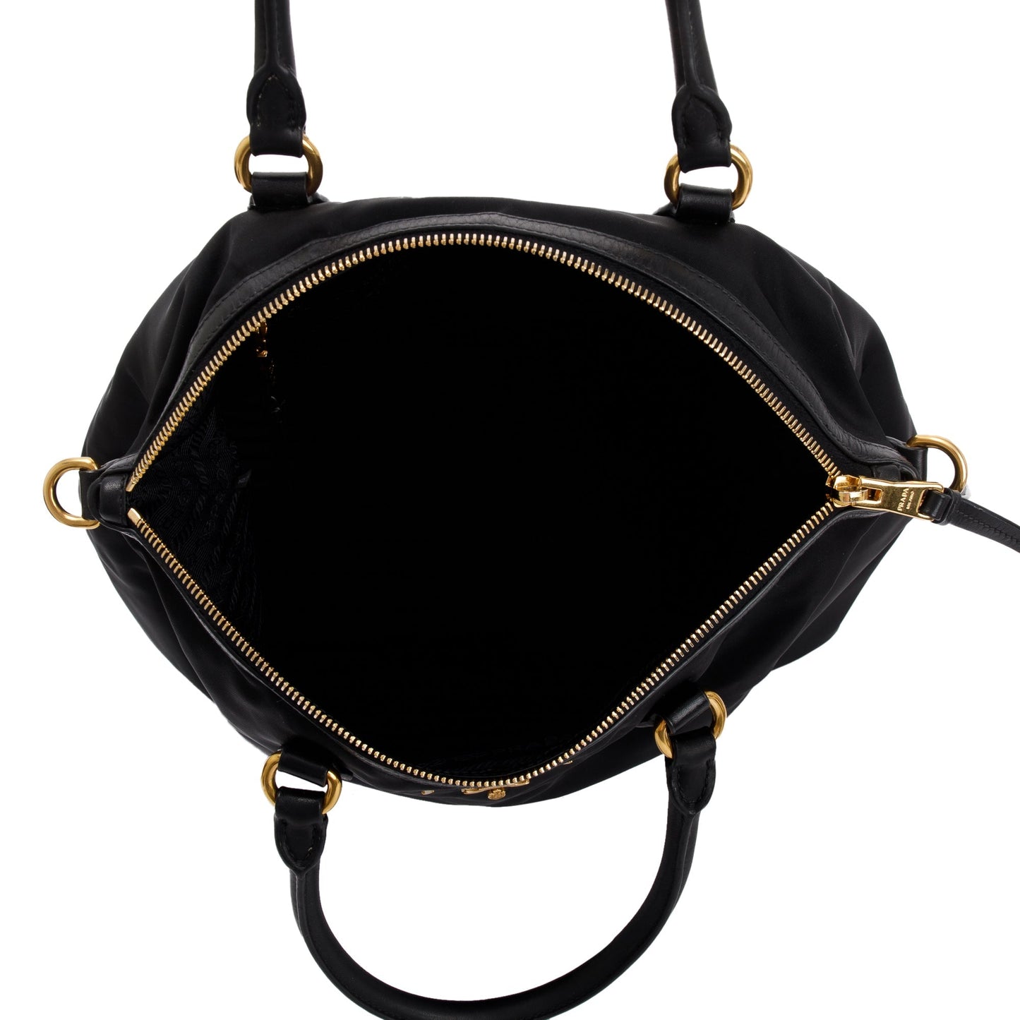 Prada Black Leather Trimmed Tessuto Nylon Tote