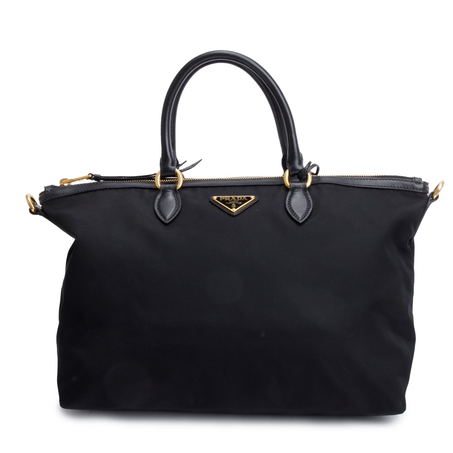 Prada Black Leather Trimmed Tessuto Nylon Tote