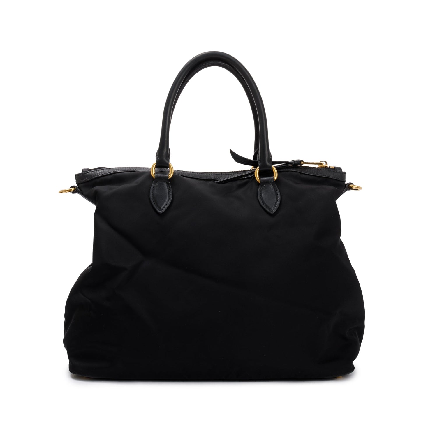 Prada Black Leather Trimmed Tessuto Nylon Tote