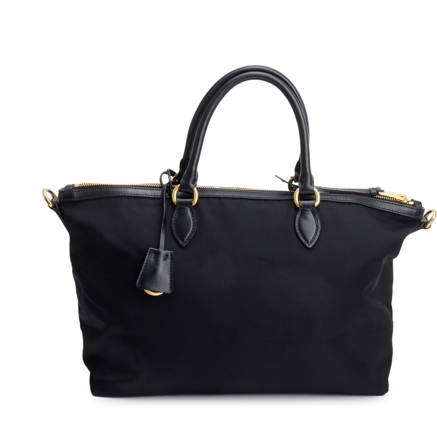 Prada Black Leather Trimmed Tessuto Nylon Tote