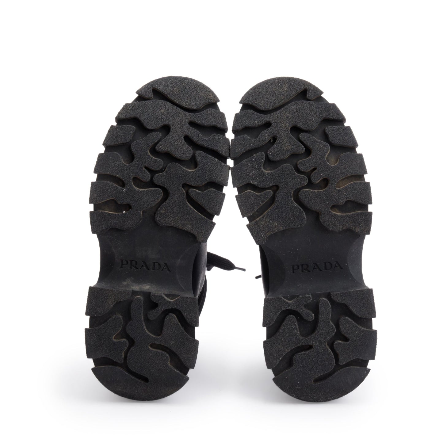 Prada Black Leather and Re-Nylon Combat Boots, Size 37.5