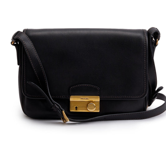 Prada Black Nappa Leather Sound Crossbody Bag