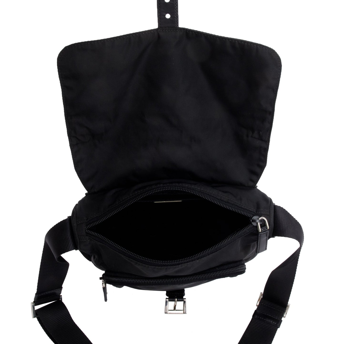 Prada Black Nylon Vela Sport Small Buckle Messenger Bag