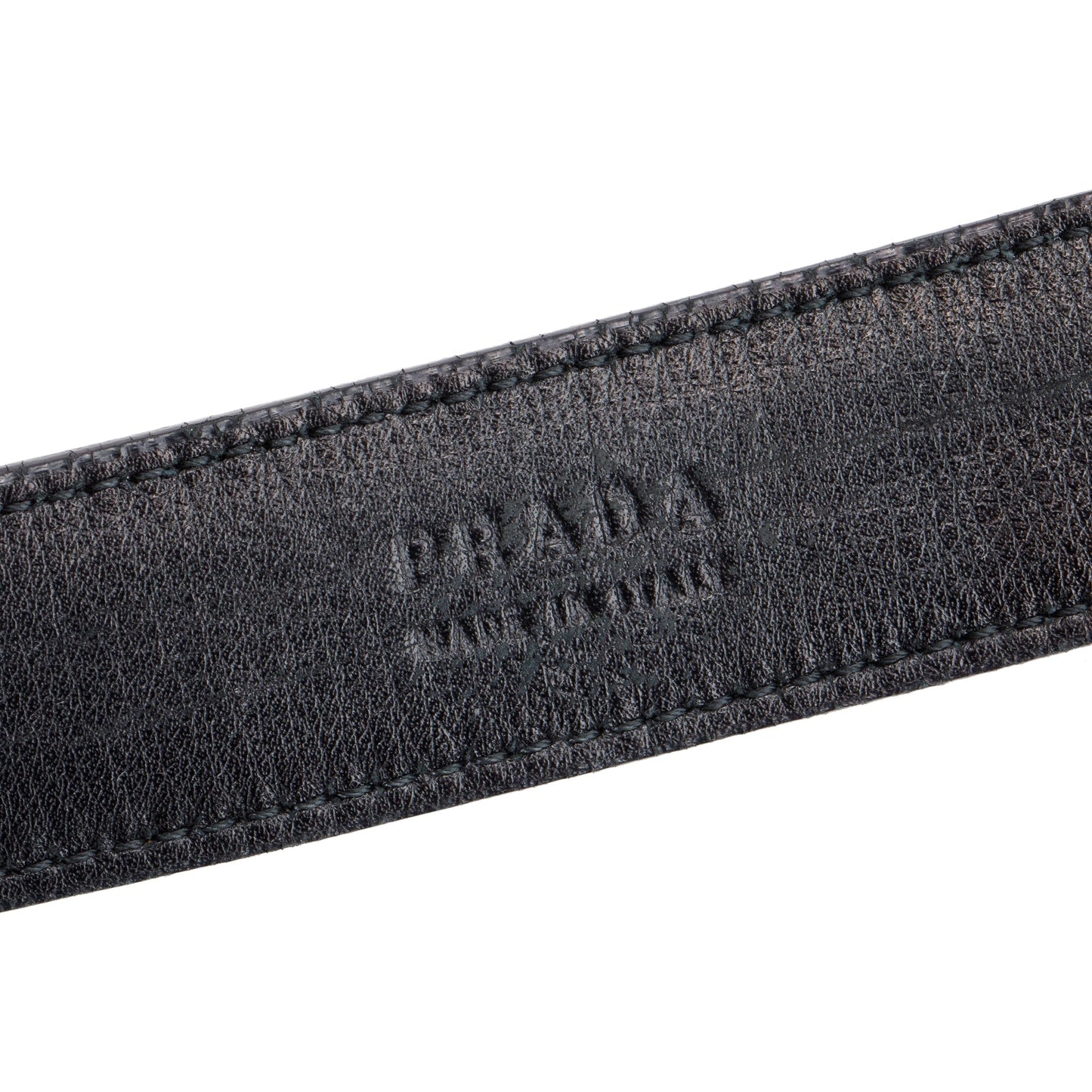 Prada Black Patent Leather Cystal Embellishment Enamel Logo Buckle Belt