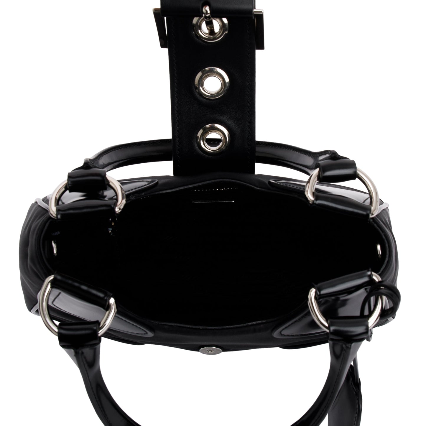 Prada Black Re-Nylon and Leather Moon Bag