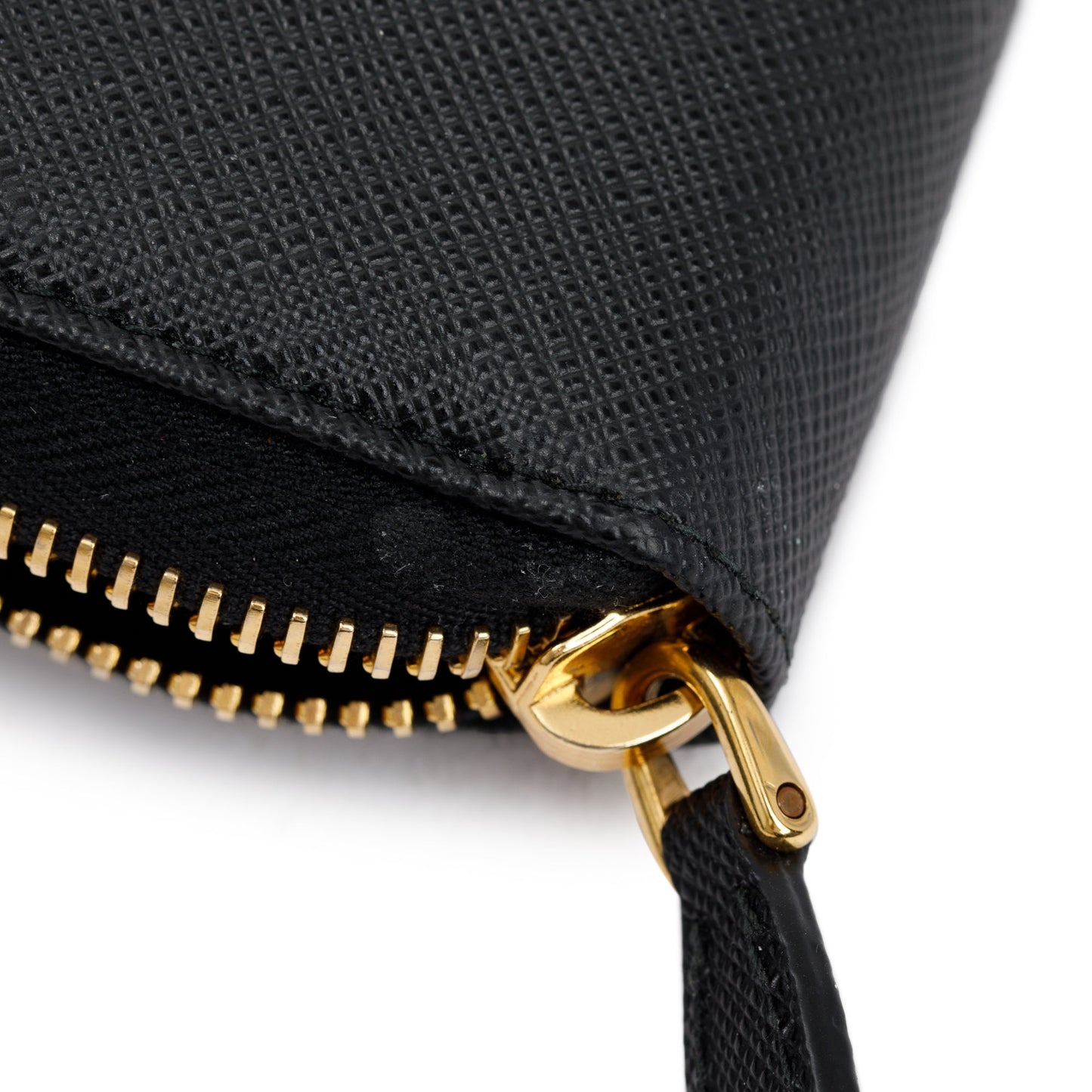Prada Black Saffiano Leather Bow Zip Around Wallet