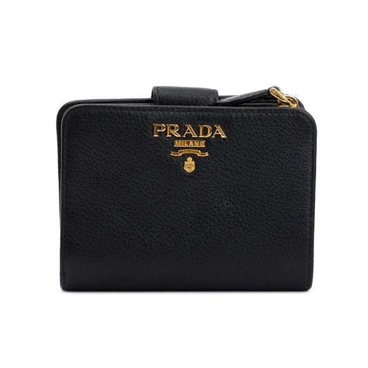 Prada Black Saffiano Leather Compact Wallet