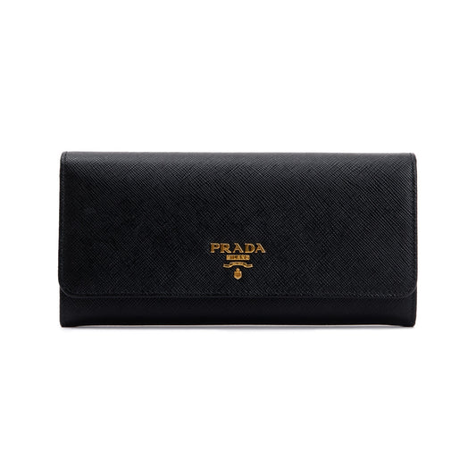 Prada Black Saffiano Leather Continental Wallet