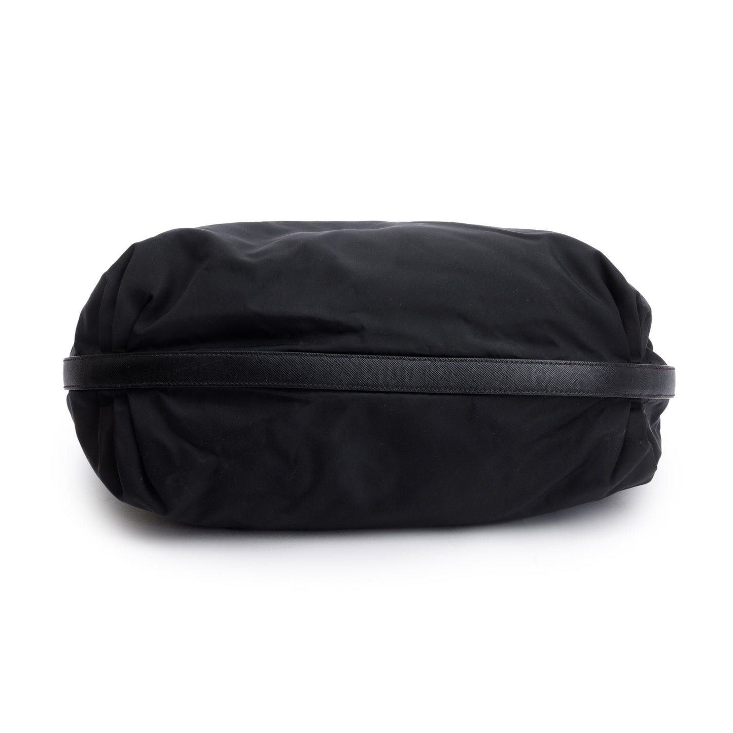 Prada Black Saffiano Leather-Trimmed Tessuto Nylon Hobo Bag