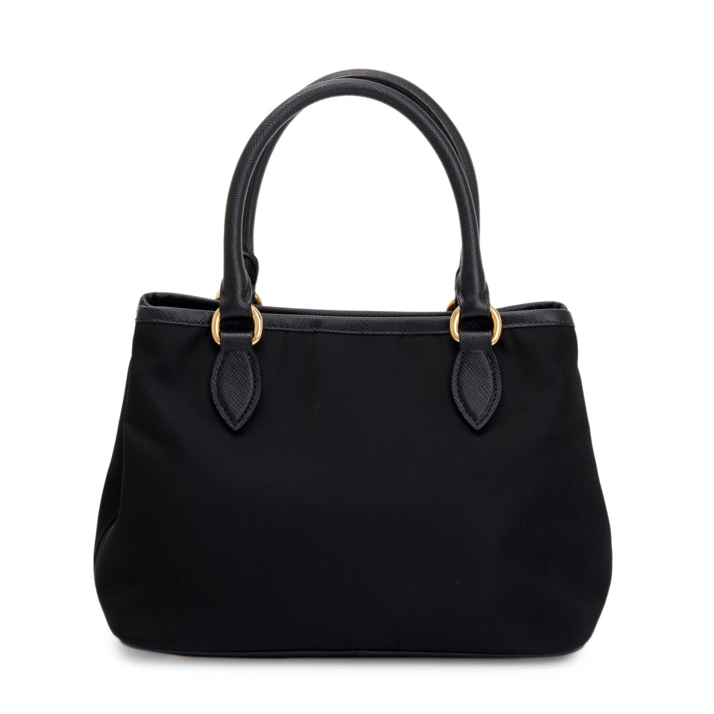 Prada Black Saffiano Leather Trimmed Tessuto Nylon Small Satchel