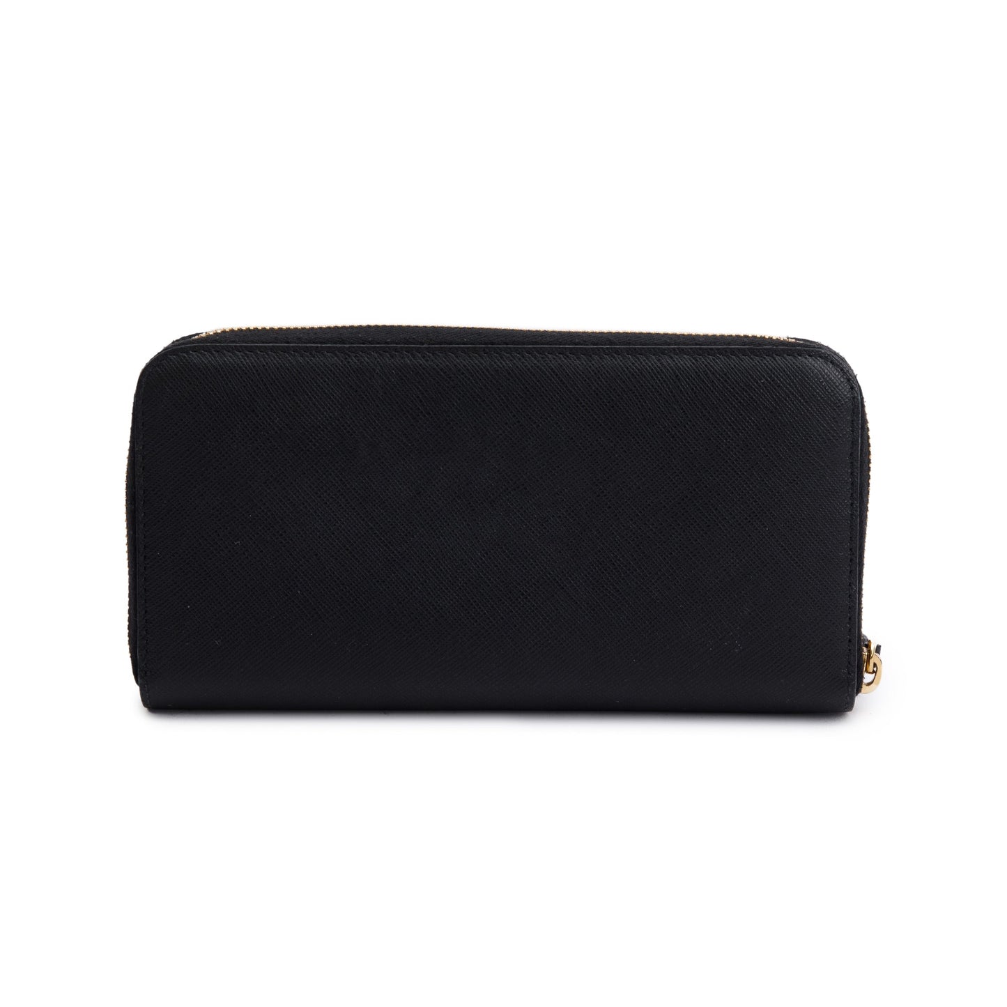 Prada Black Saffiano Leather Zip Around Wallet