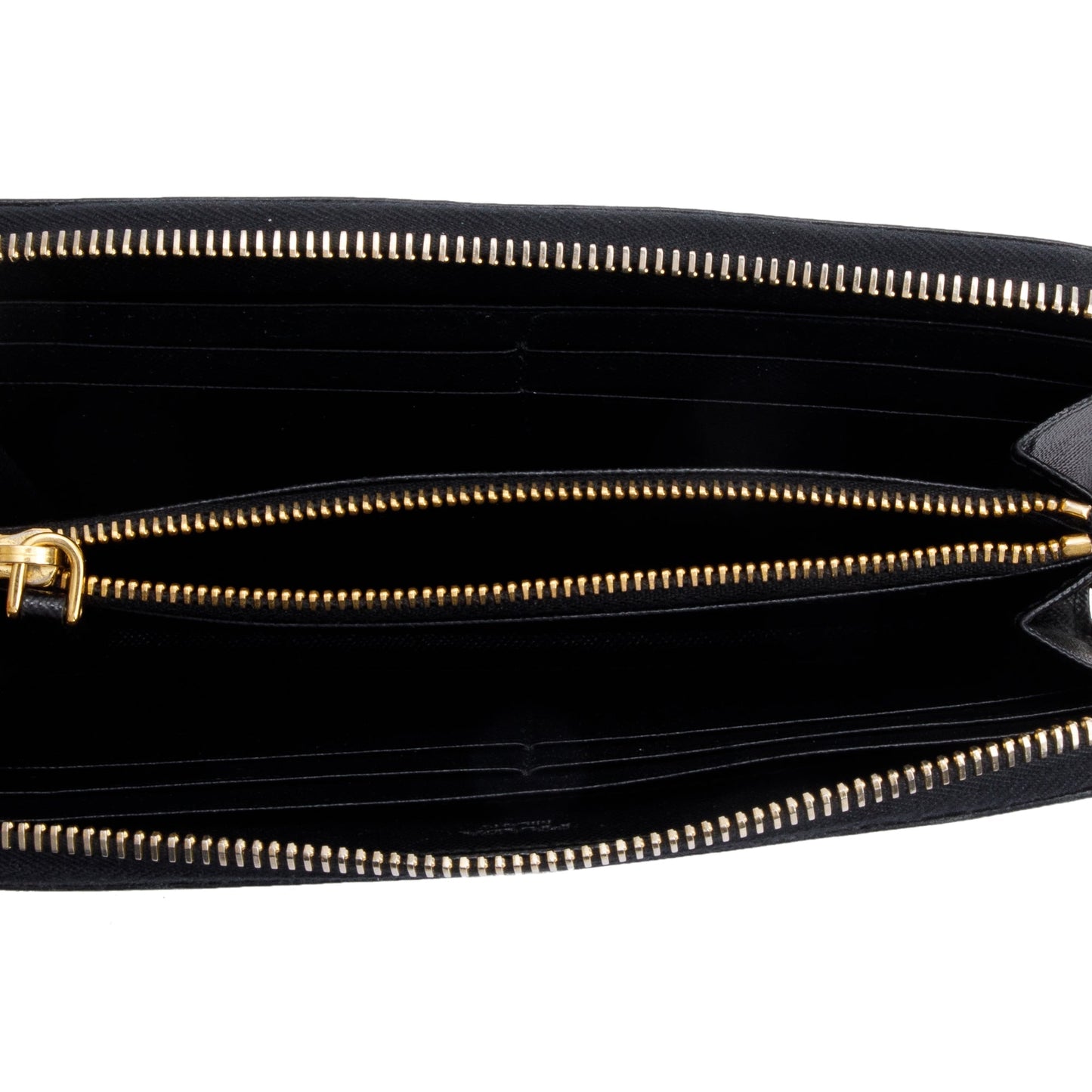Prada Black Saffiano Leather Zip Around Wallet