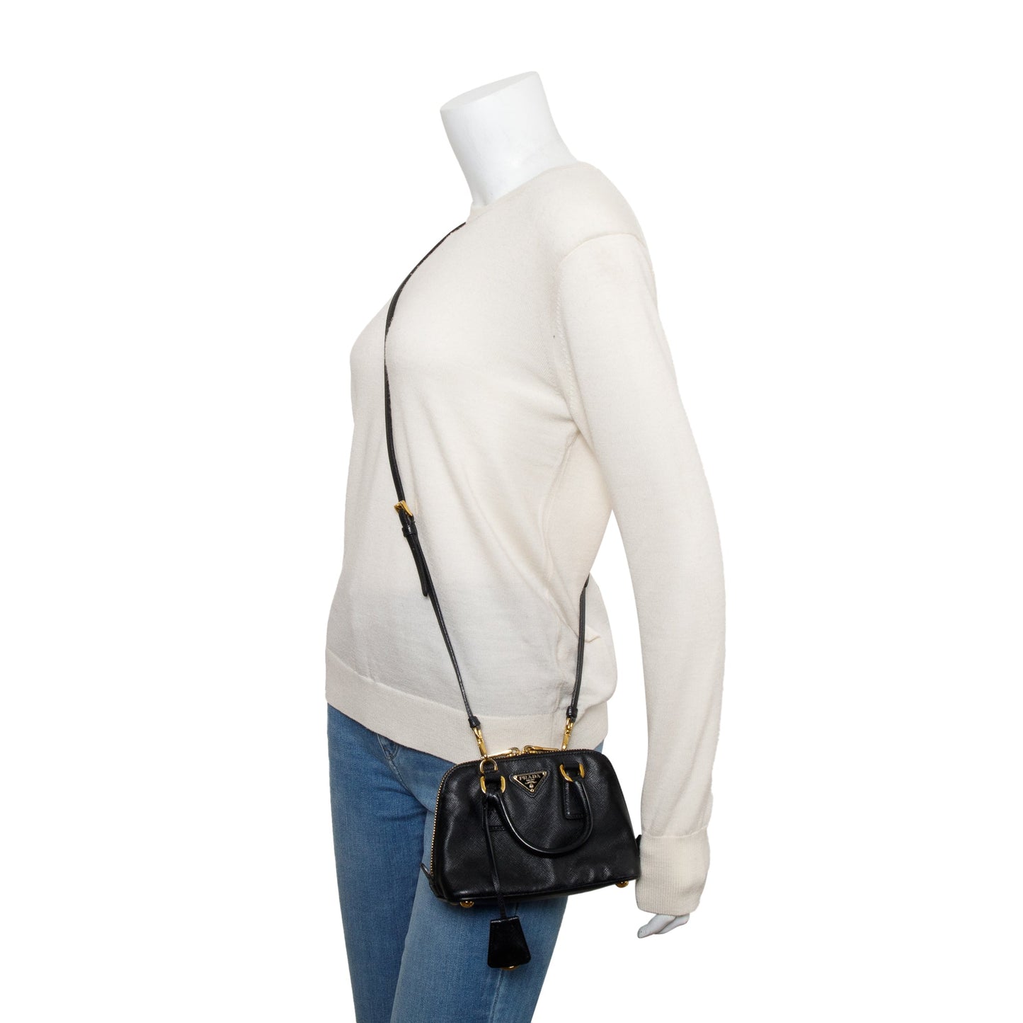 Prada Black Saffiano Lux Mini Promenade Tote