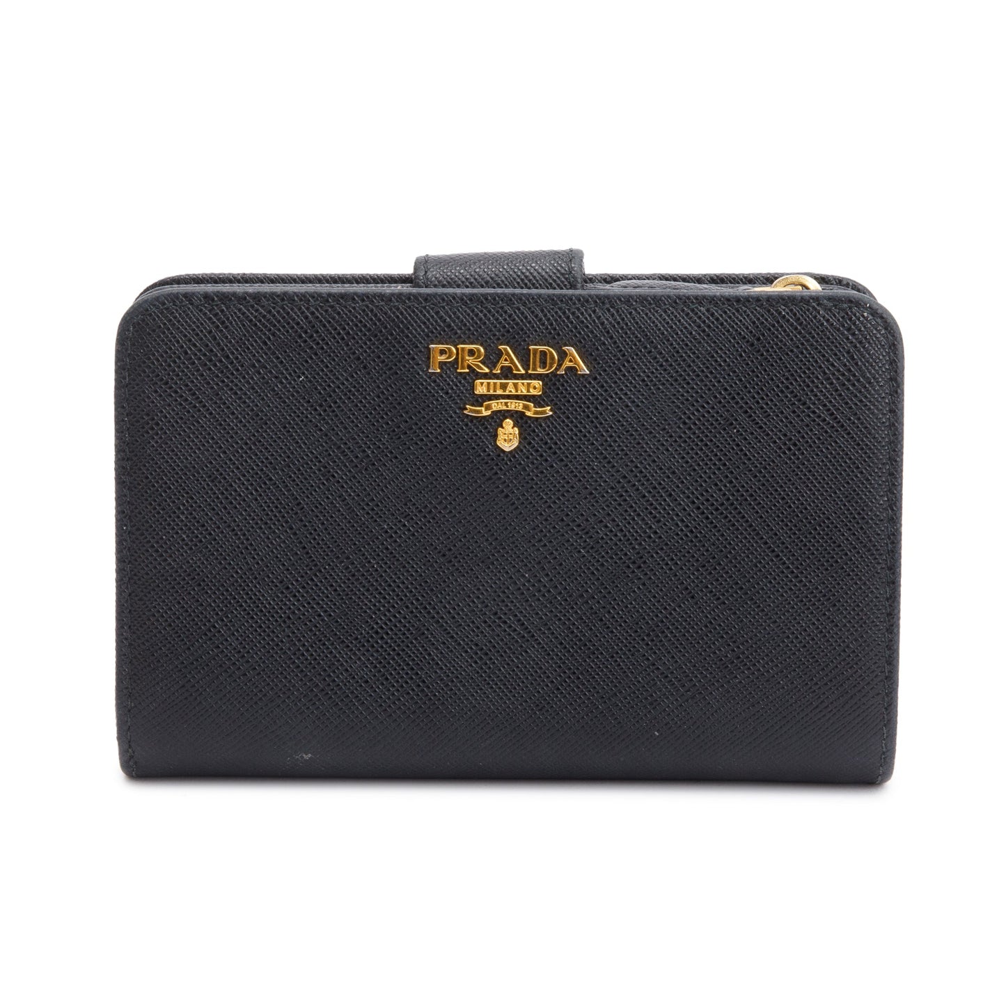 Prada Black Saffiano Metal Compact Wallet