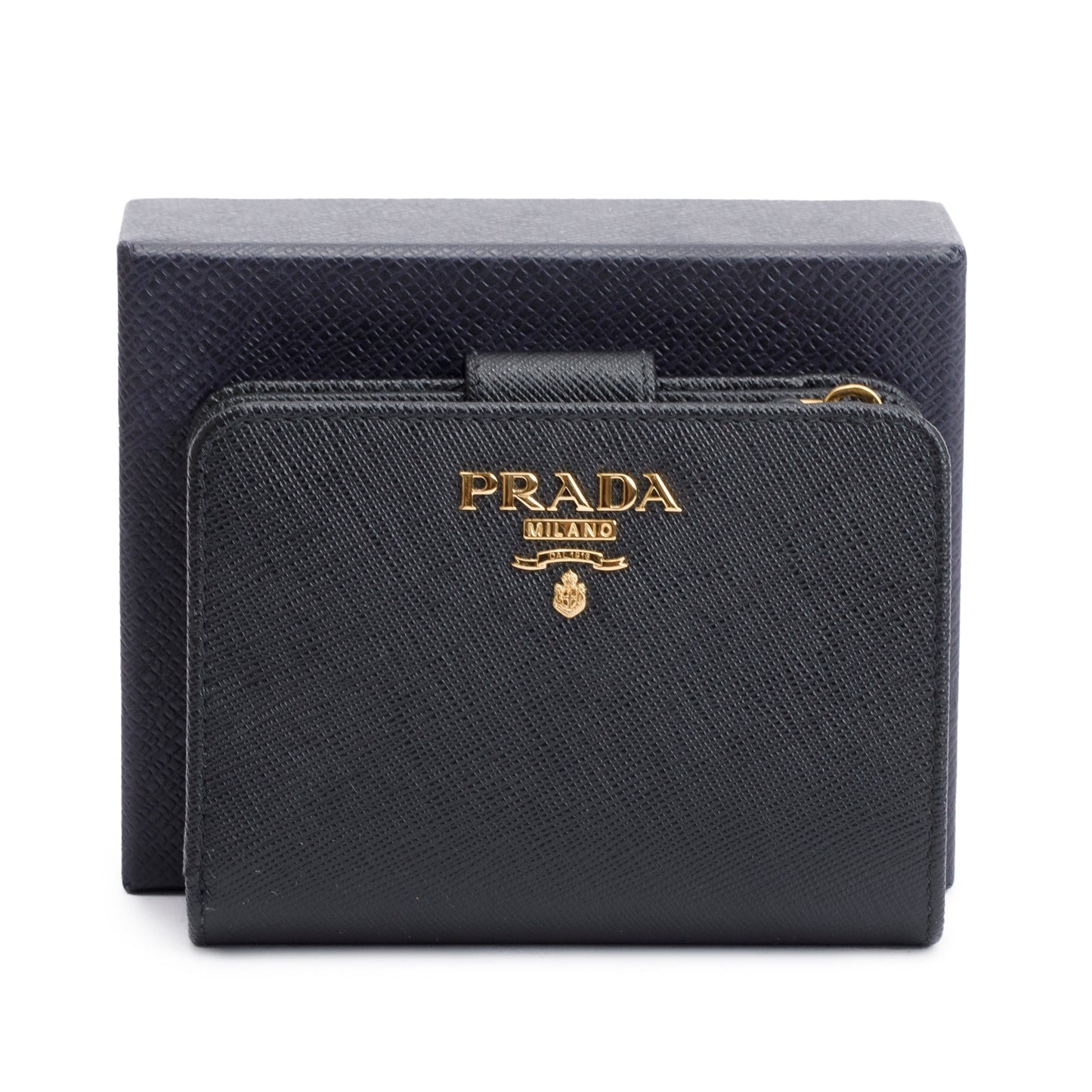 Prada Black Saffiano Metal Compact Wallet