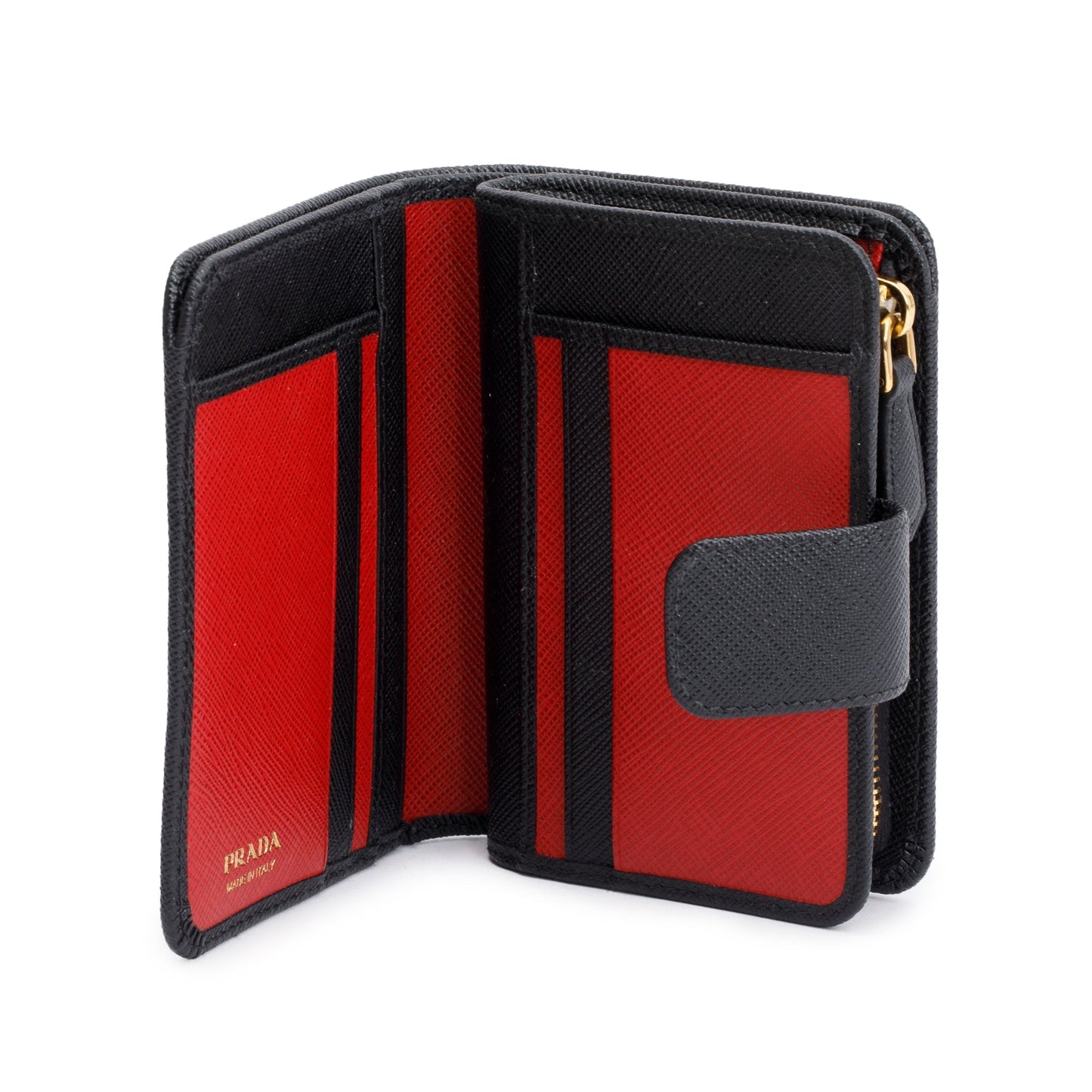 Prada Black Saffiano Metal Compact Wallet