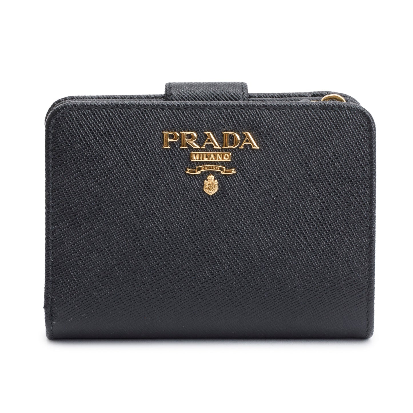 Prada Black Saffiano Metal Compact Wallet