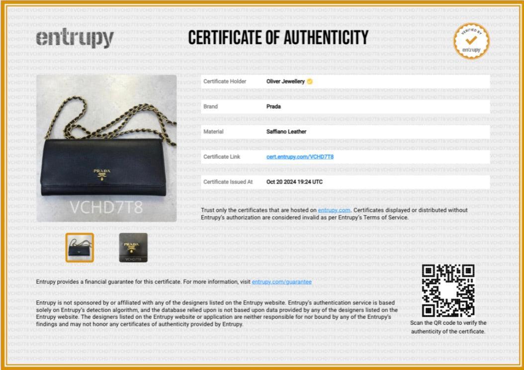 Prada Black Saffiano Metal Continental Wallet on Chain