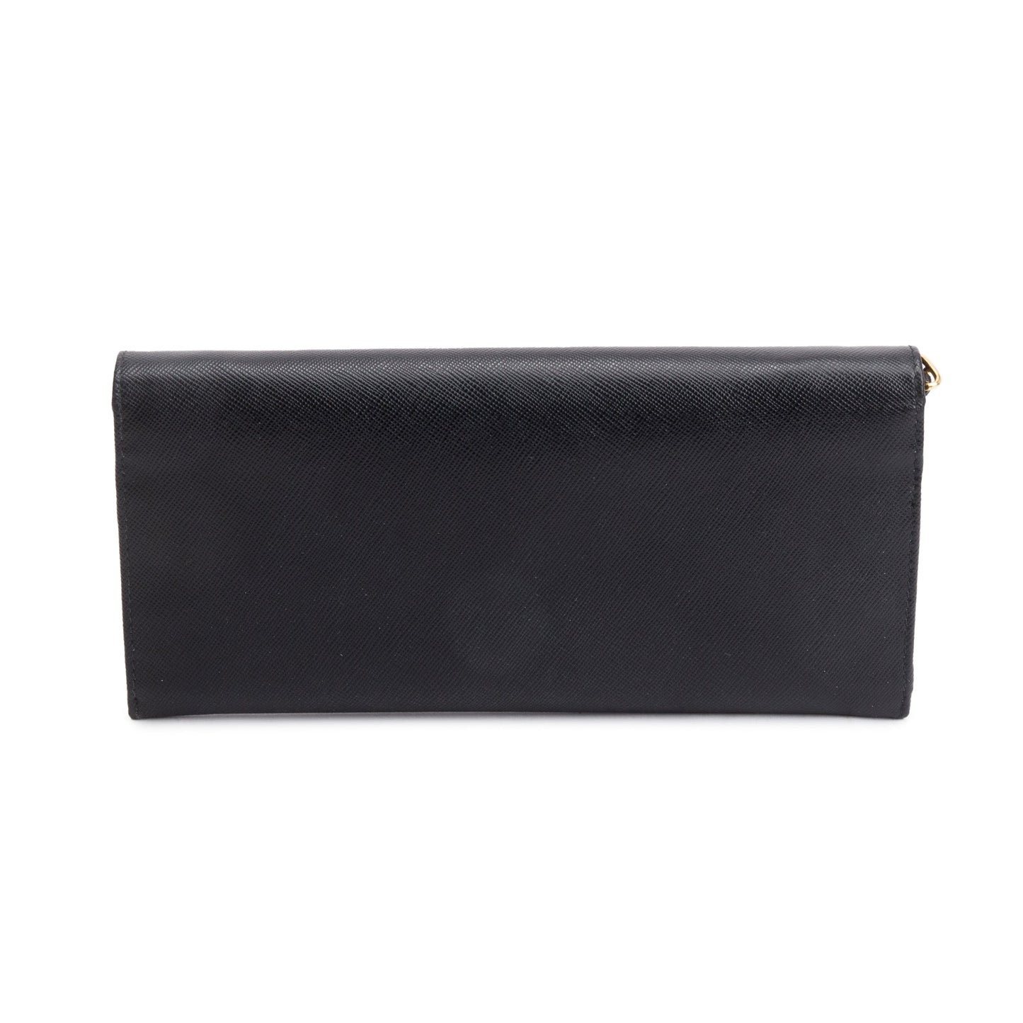 Prada Black Saffiano Metal Continental Wallet on Chain