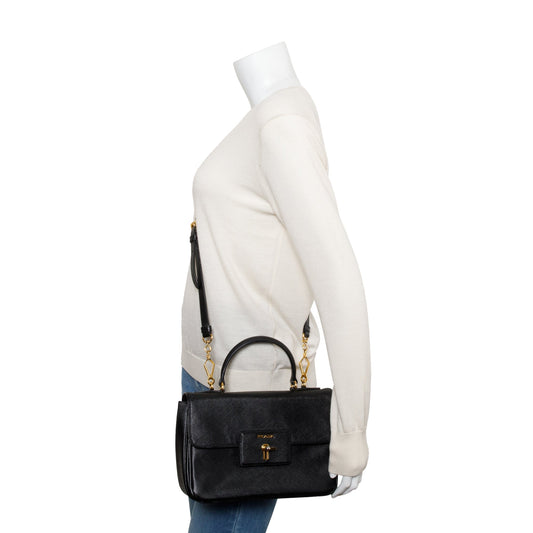 Prada Black Saffiano Top55 Handle Tote