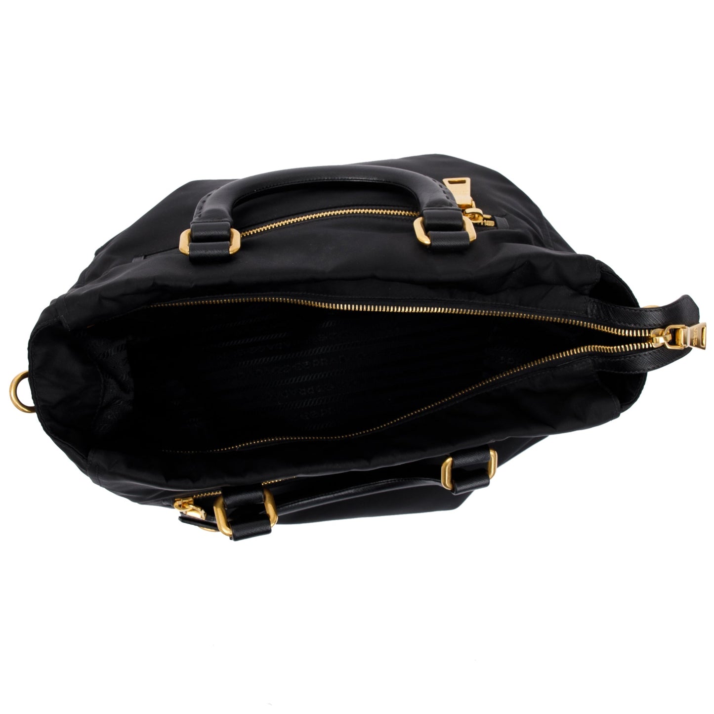 Prada Black Saffiano-Trimmed Tessuto Nylon Tote