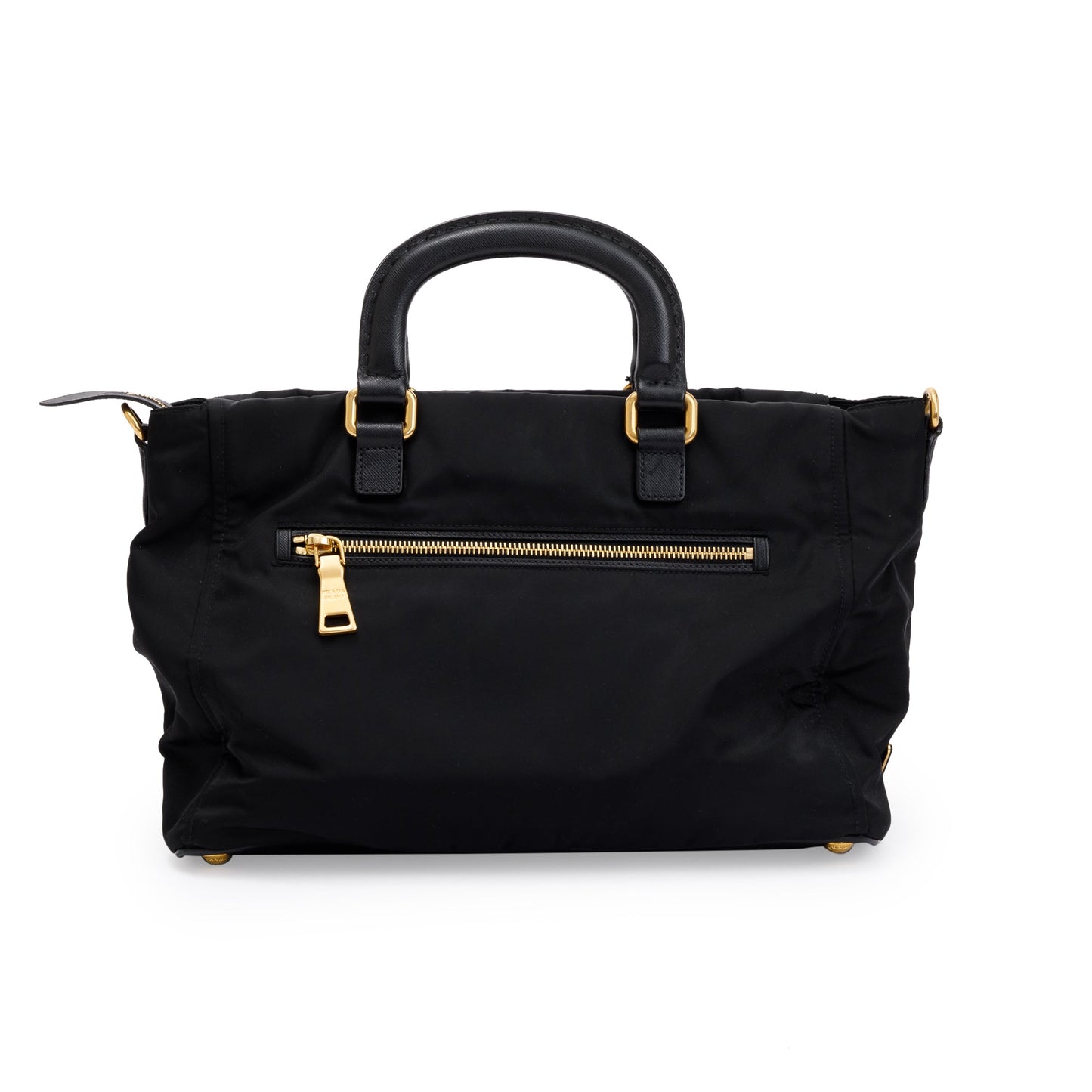 Prada Black Saffiano-Trimmed Tessuto Nylon Tote