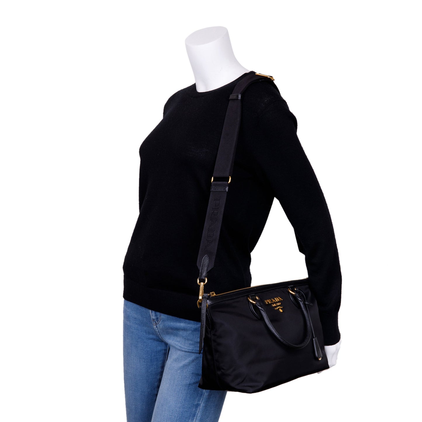 Prada Black Saffiano-Trimmed Tote