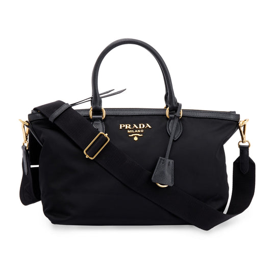 Prada Black Saffiano-Trimmed Tote