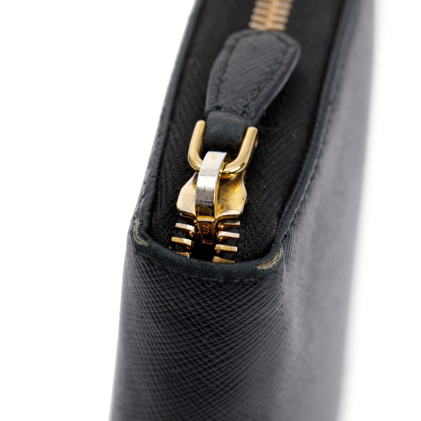 Prada Black Saffiano Zip Around Orgainzer Wallet