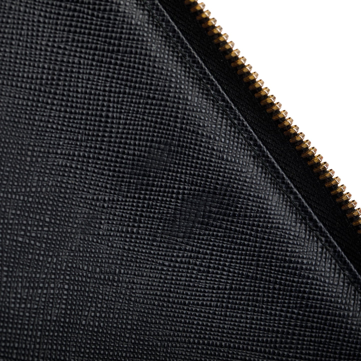 Prada Black Saffiano Zip Around Orgainzer Wallet