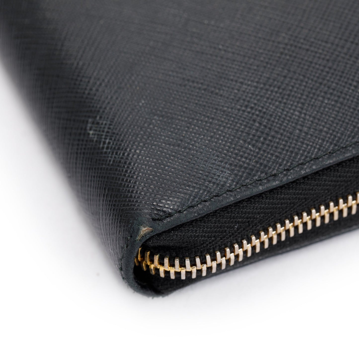 Prada Black Saffiano Zip Around Orgainzer Wallet