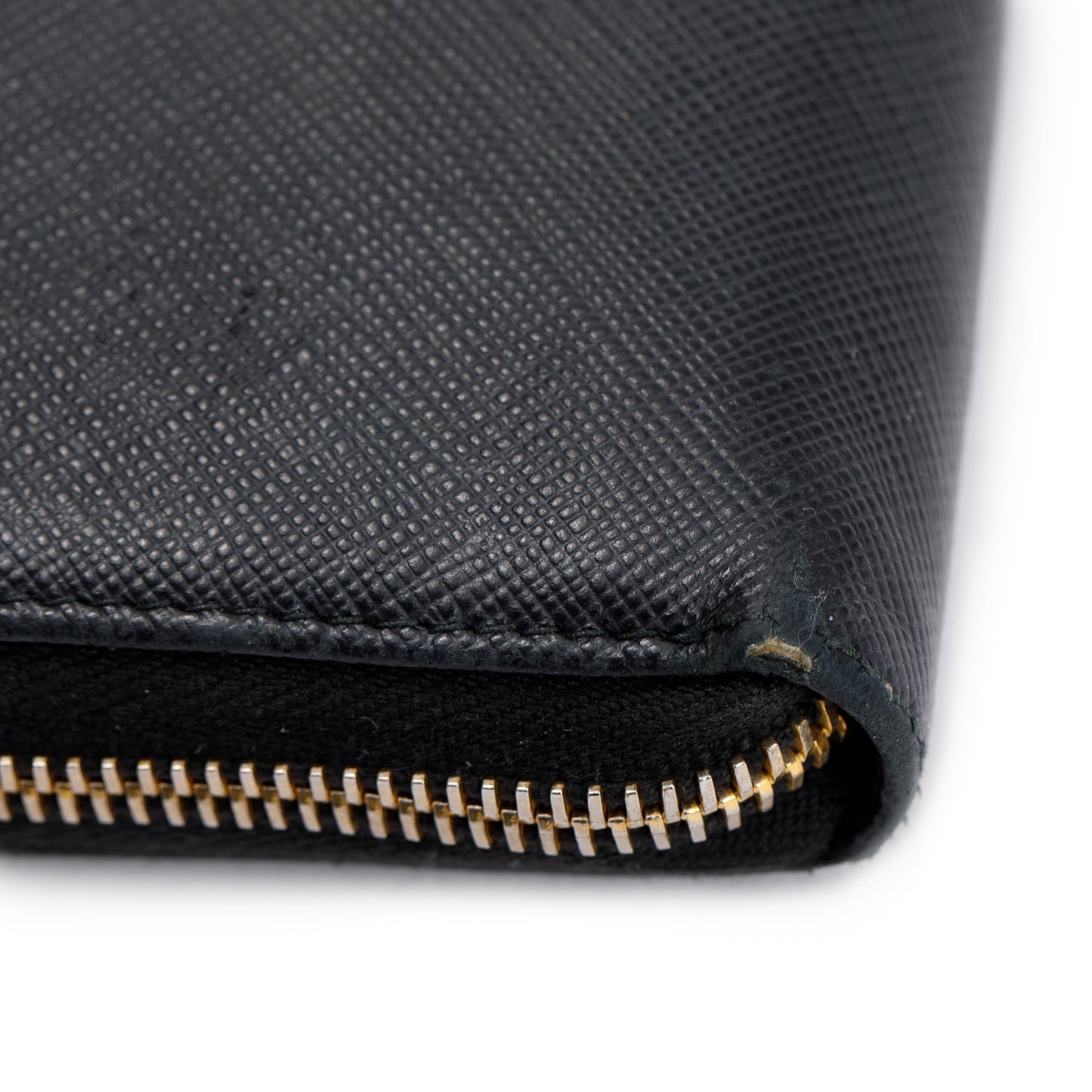 Prada Black Saffiano Zip Around Orgainzer Wallet