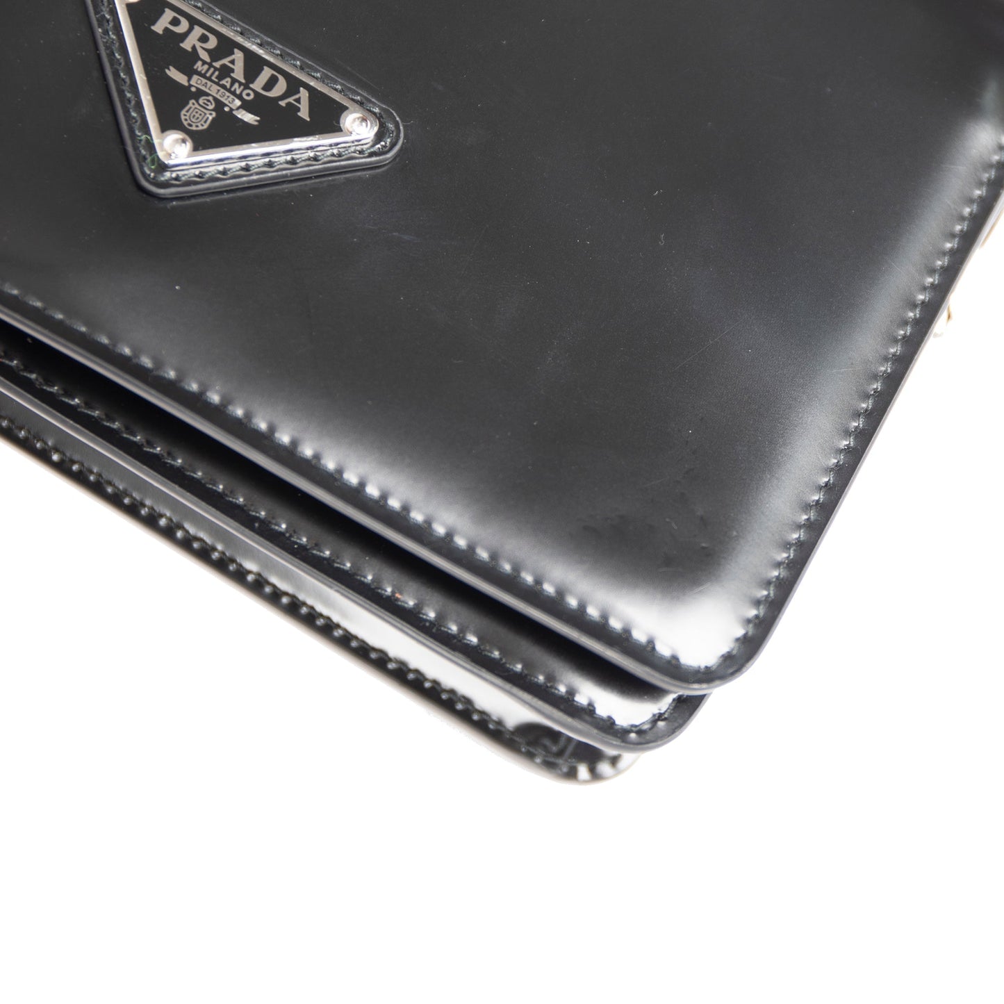 Prada Black Spazzolato Leather Shoulder Bag