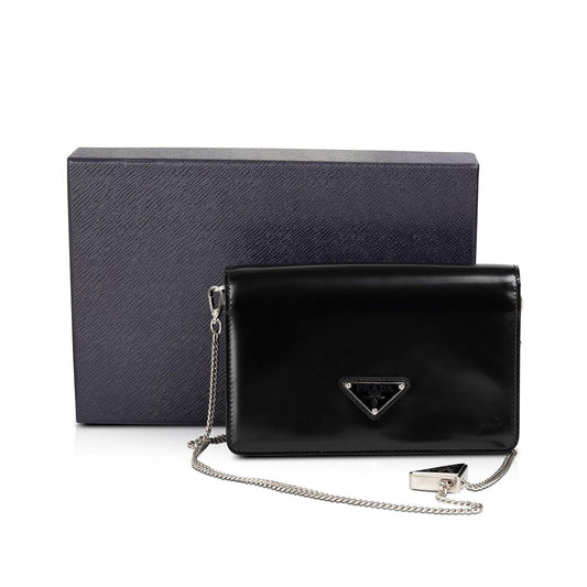 Prada Black Spazzolato Leather Shoulder Bag
