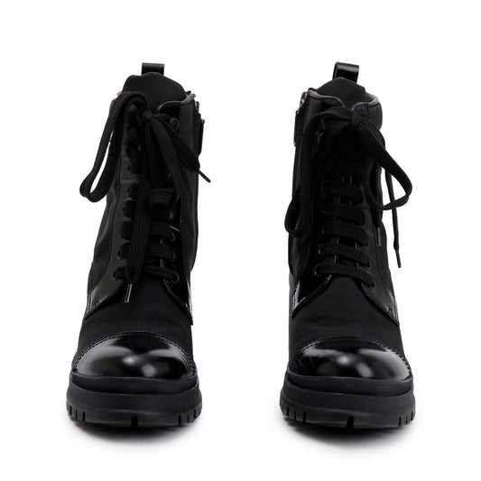 Prada Black Spazzolato Nylon Calzature Donna Boots, Size 37.5