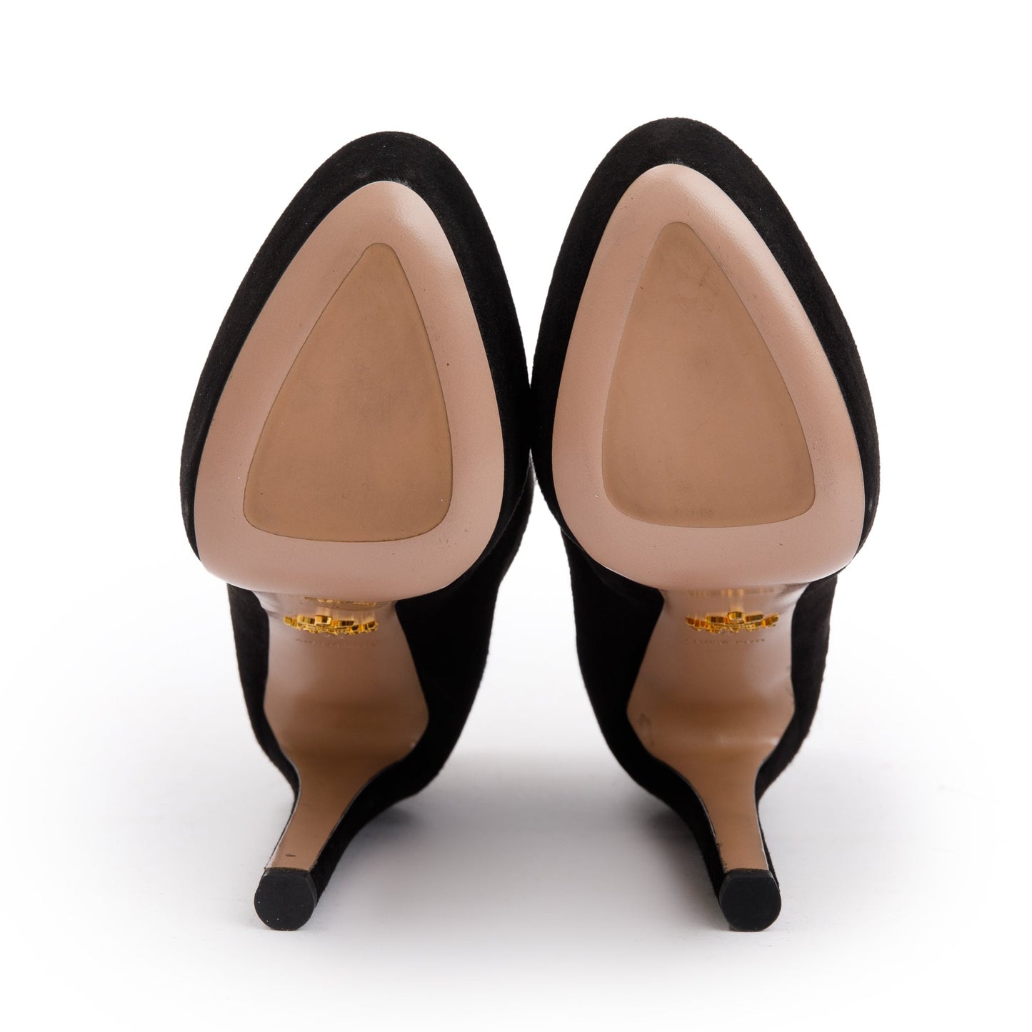 Prada Black Suede High Heeled Booties, Size 36