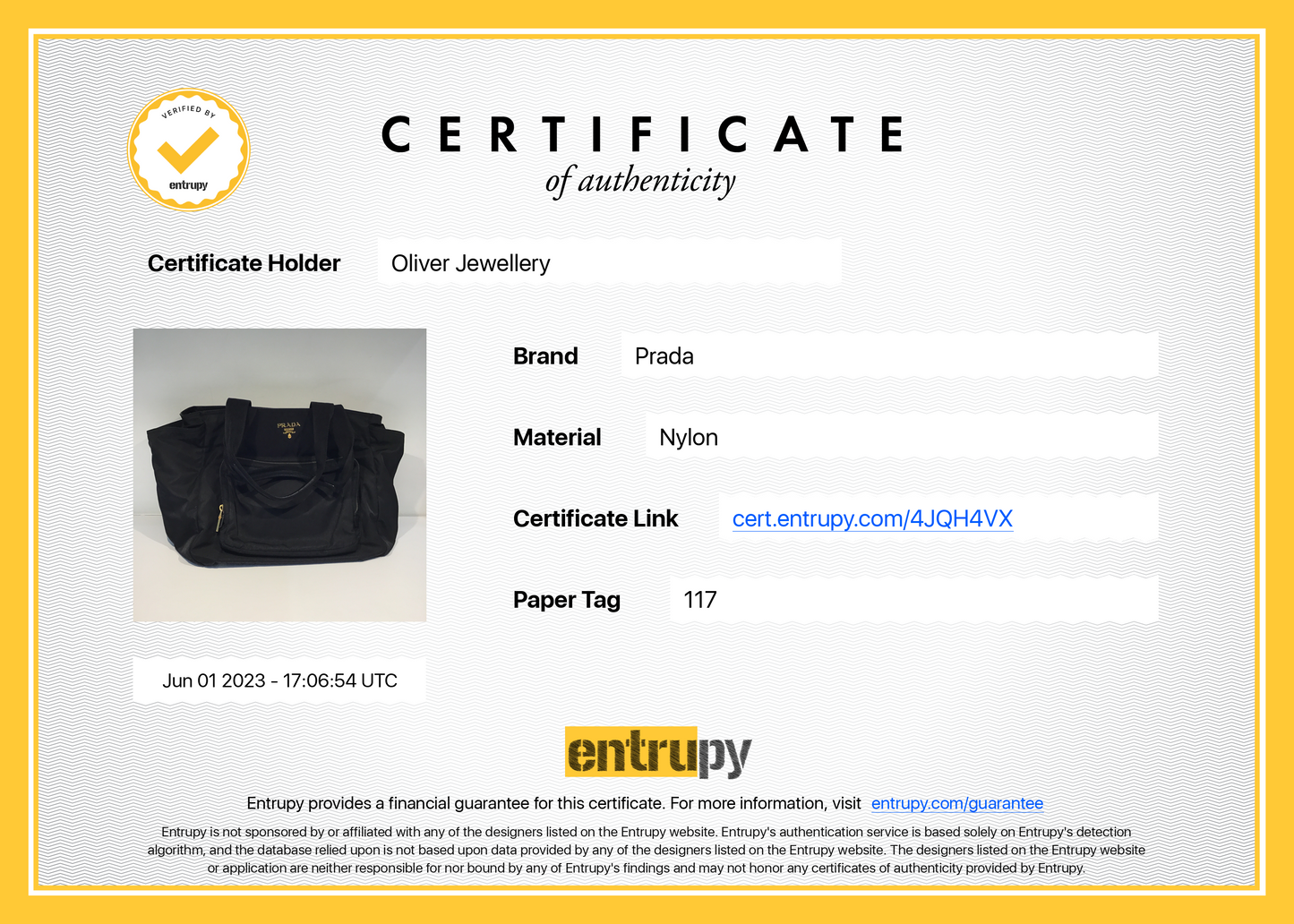 Prada Black Tessuto Nylon Diaper Bag
