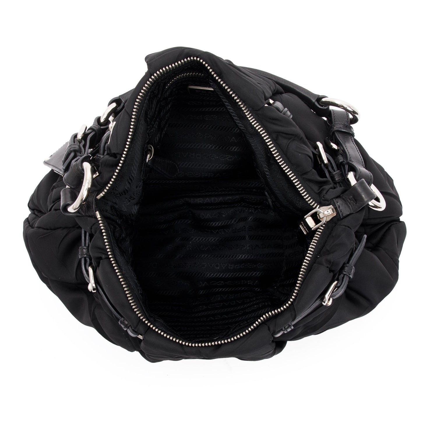 Prada Black Tessuto Nylon Gauffre Quilted Shoulder Bag