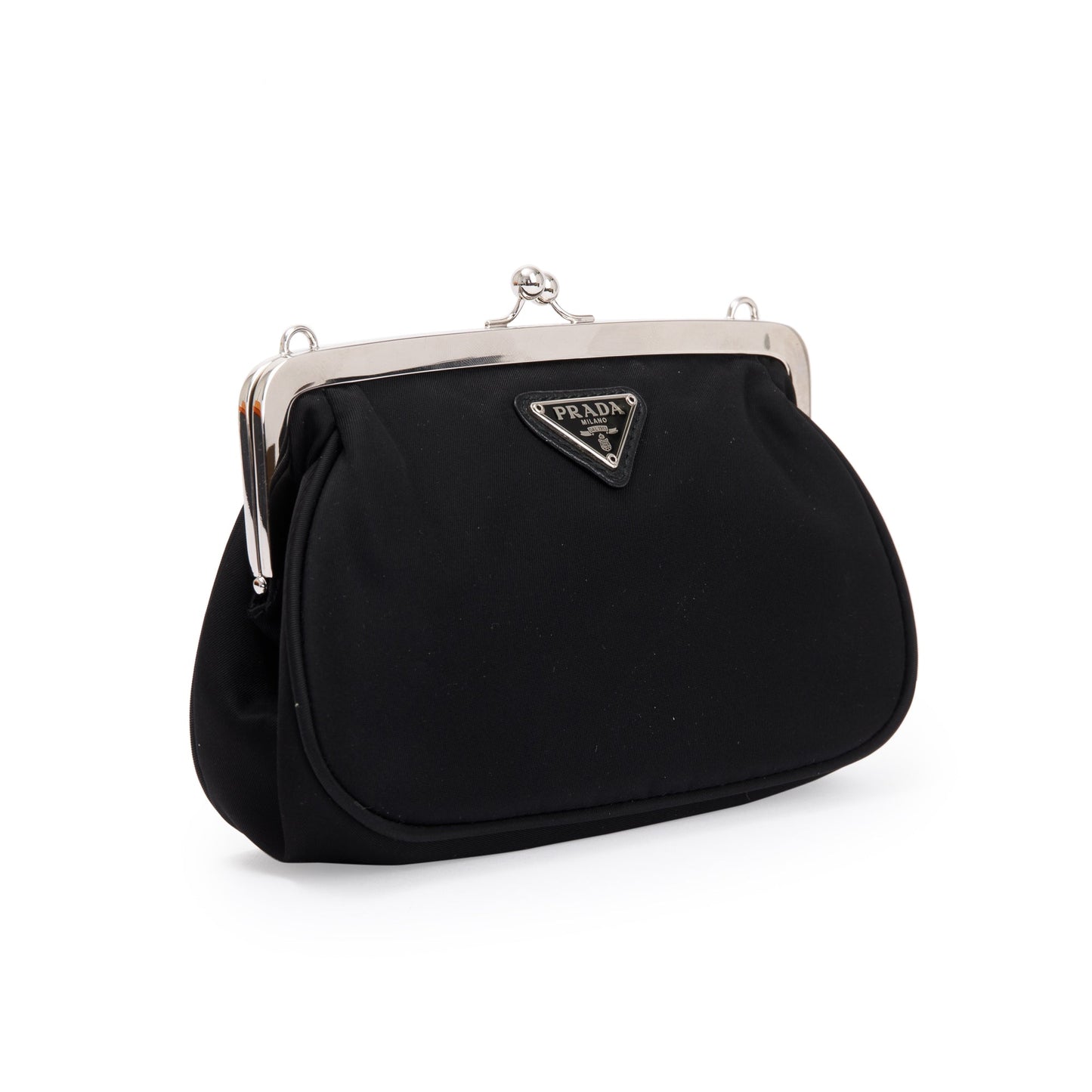 Prada Black Tessuto Nylon Kisslock Crossbody Bag
