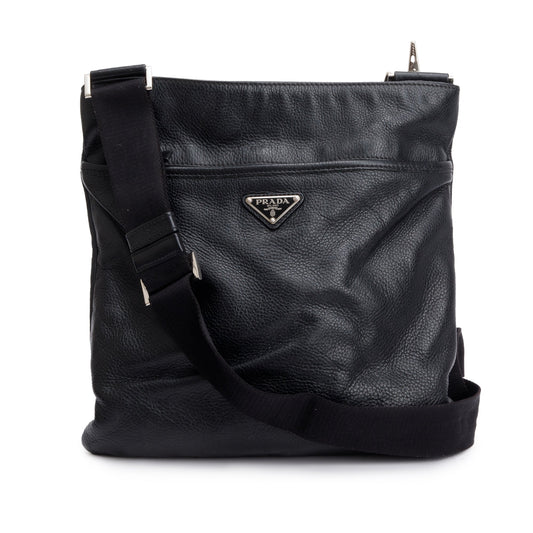 Prada Black Vitello City Messenger Bag