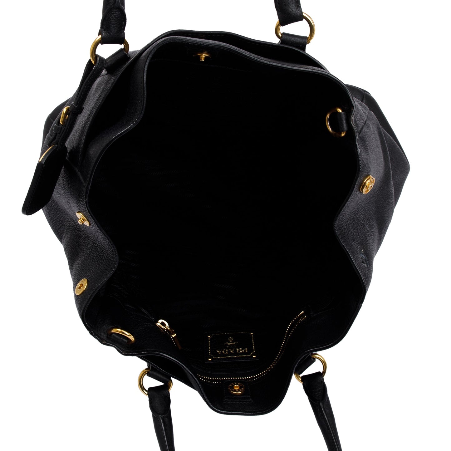 Prada Black Vitello Daino Convertible Tote