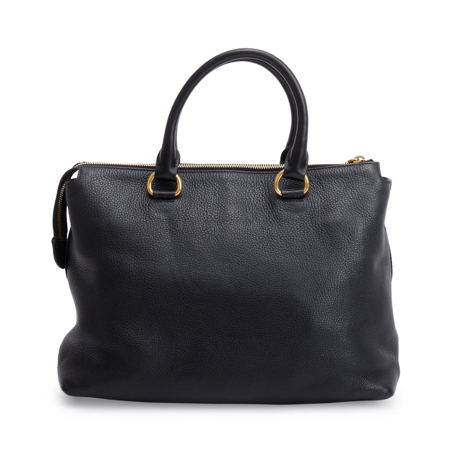 Prada Black Vitello Daino Leather Pocket Zip Tote