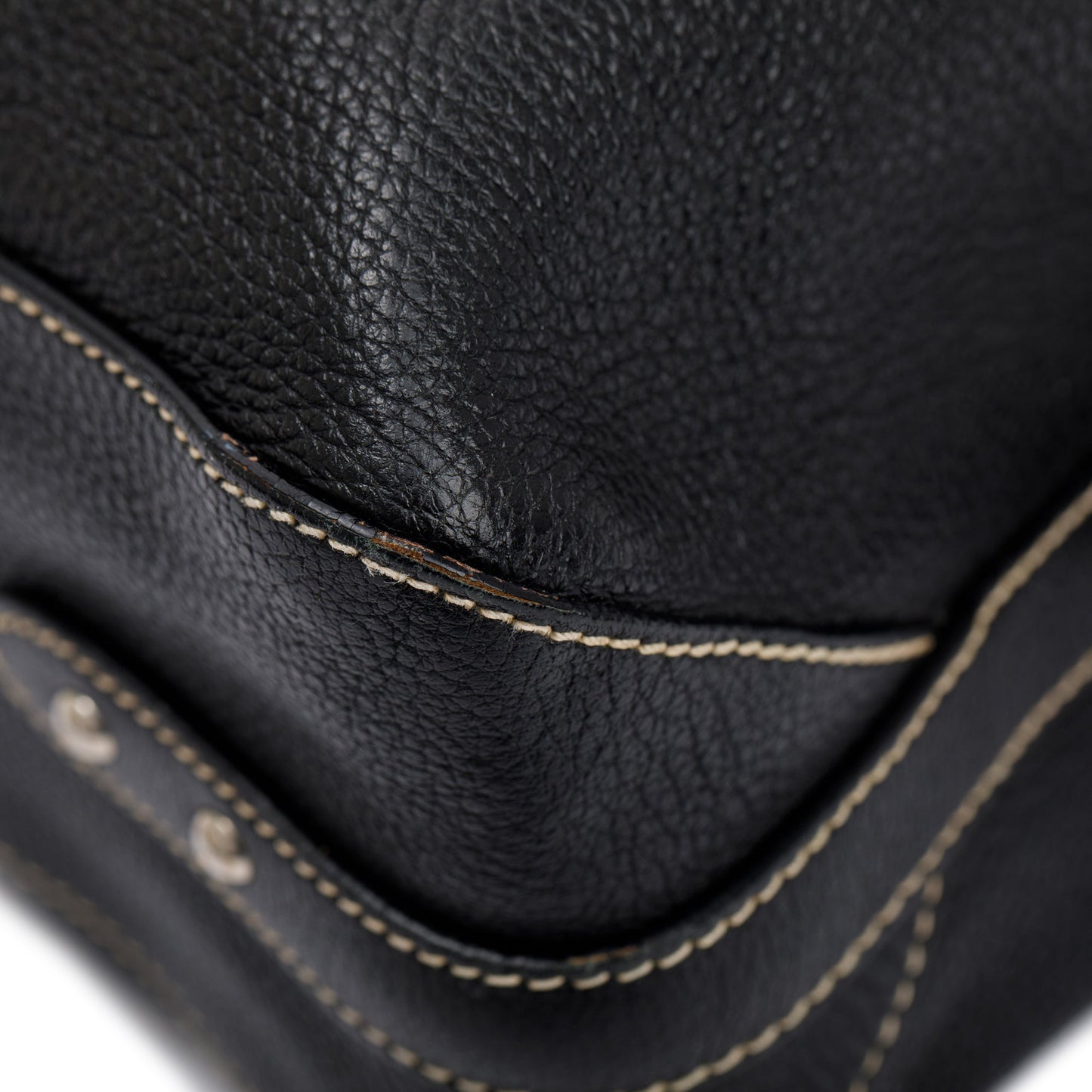 Prada Black Vitello Daino Leather Rope Hobo Bag