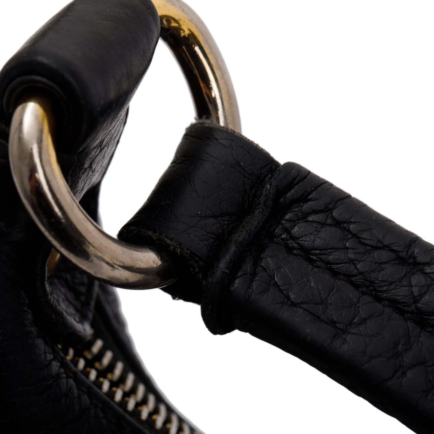 Prada Black Vitello Daino Leather Zip Top Hobo