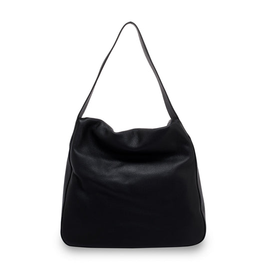 Prada Black Vitello Daino Medium Double Flap Hobo