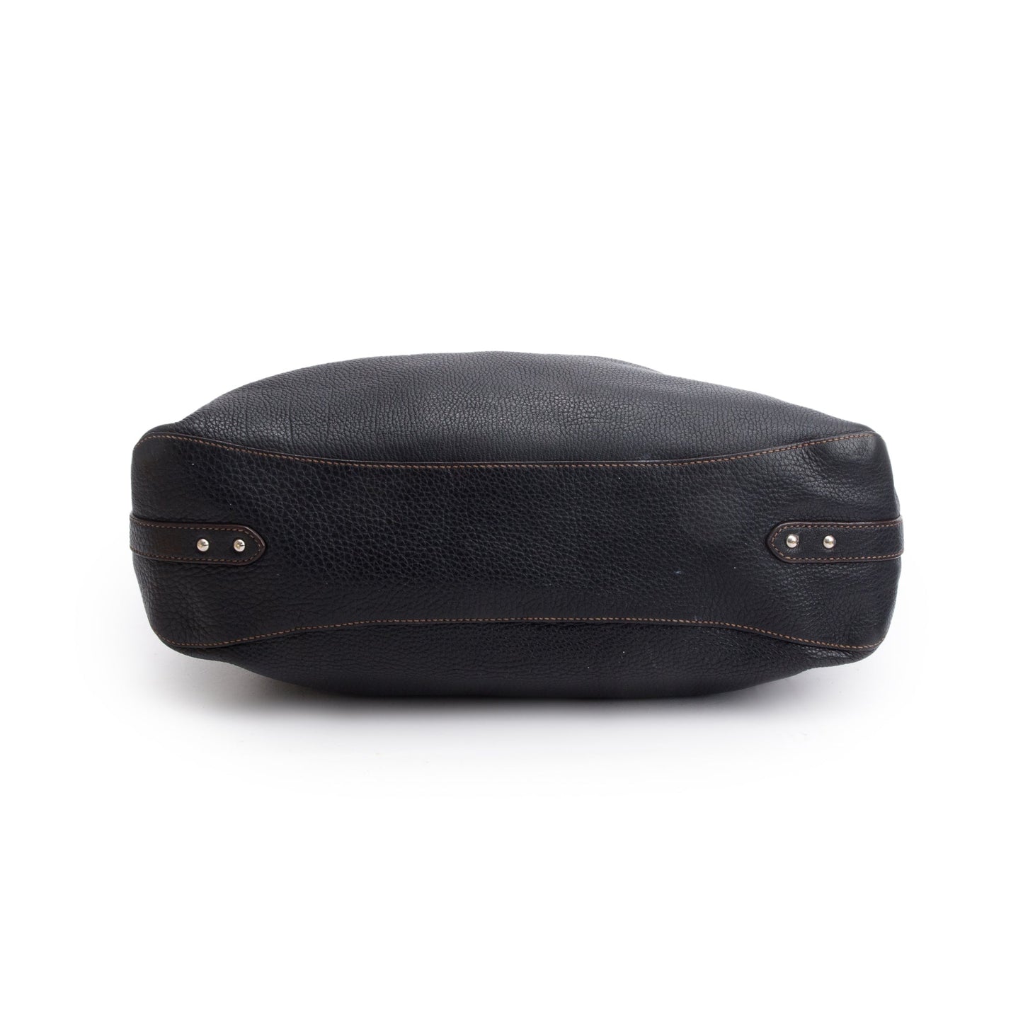 Prada Black Vitello Daino Medium Logo Hobo Bag