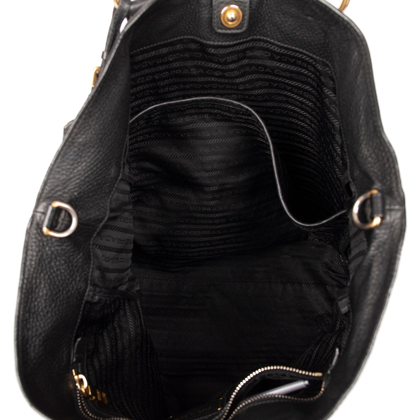 Prada Black Vitello Daino Shopping Tote