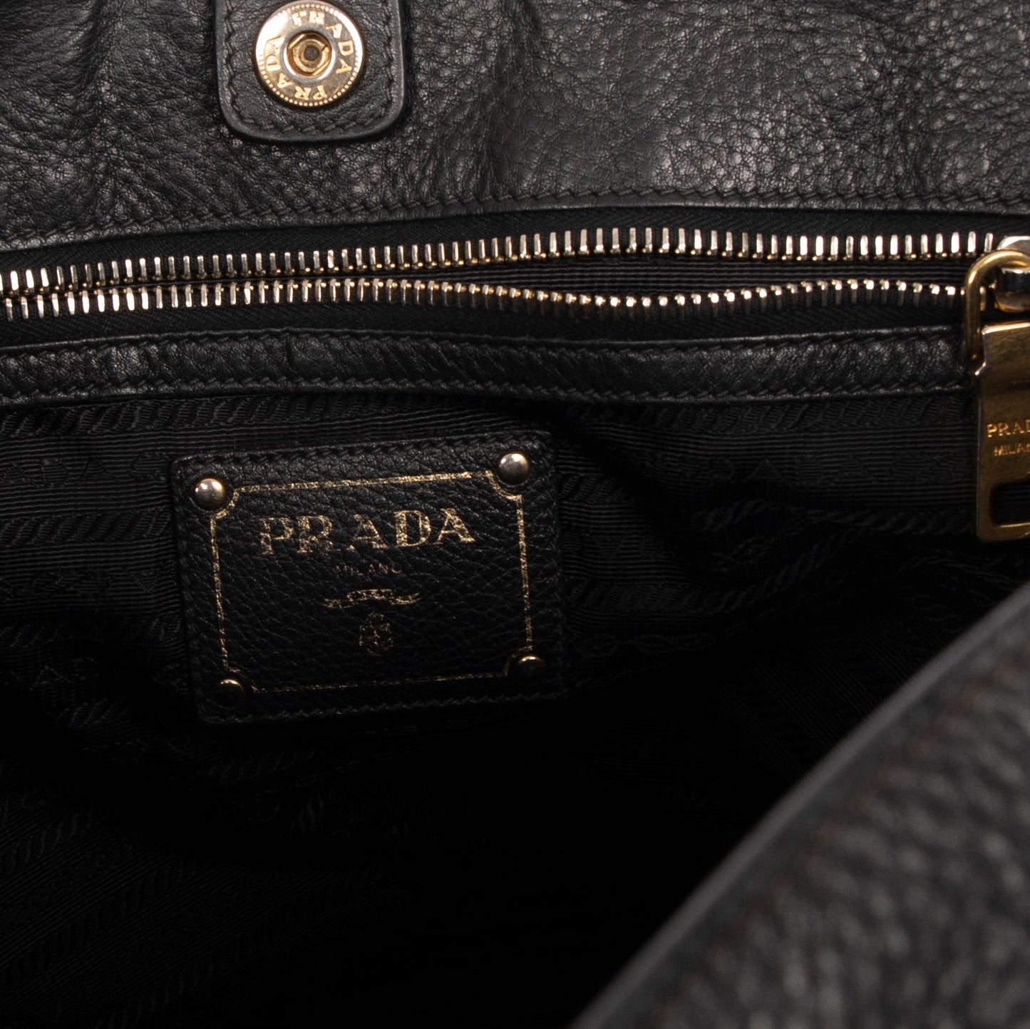 Prada Black Vitello Daino Shopping Tote
